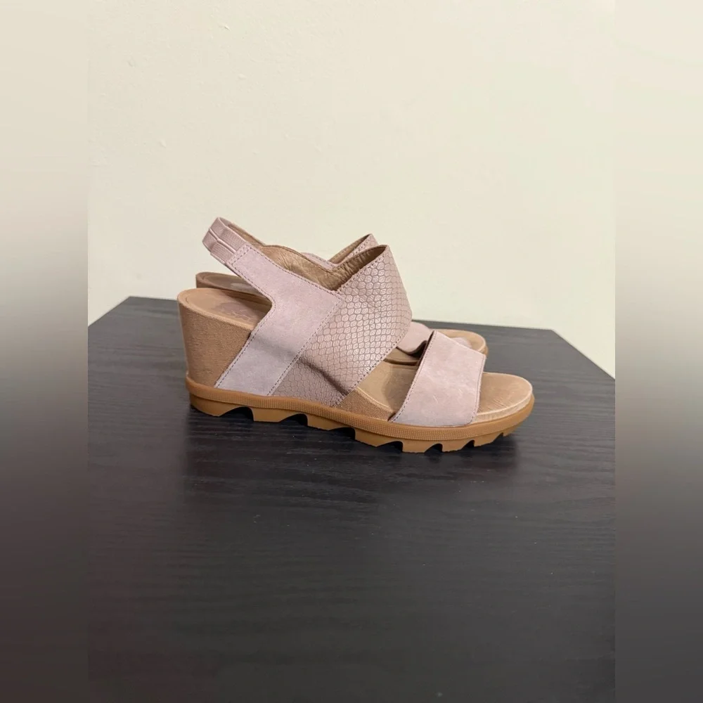 Sorel Joanie Pink Slingback Wedge Leather Sandal Women's Size 9.5 - Picture 3 of 7